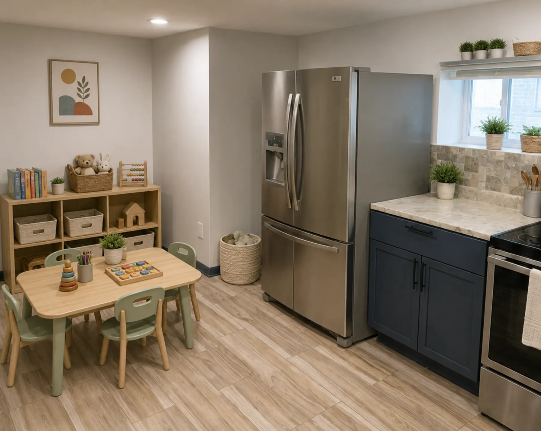 Child-sized activity area inside Baby Angel Home Daycare in North Park